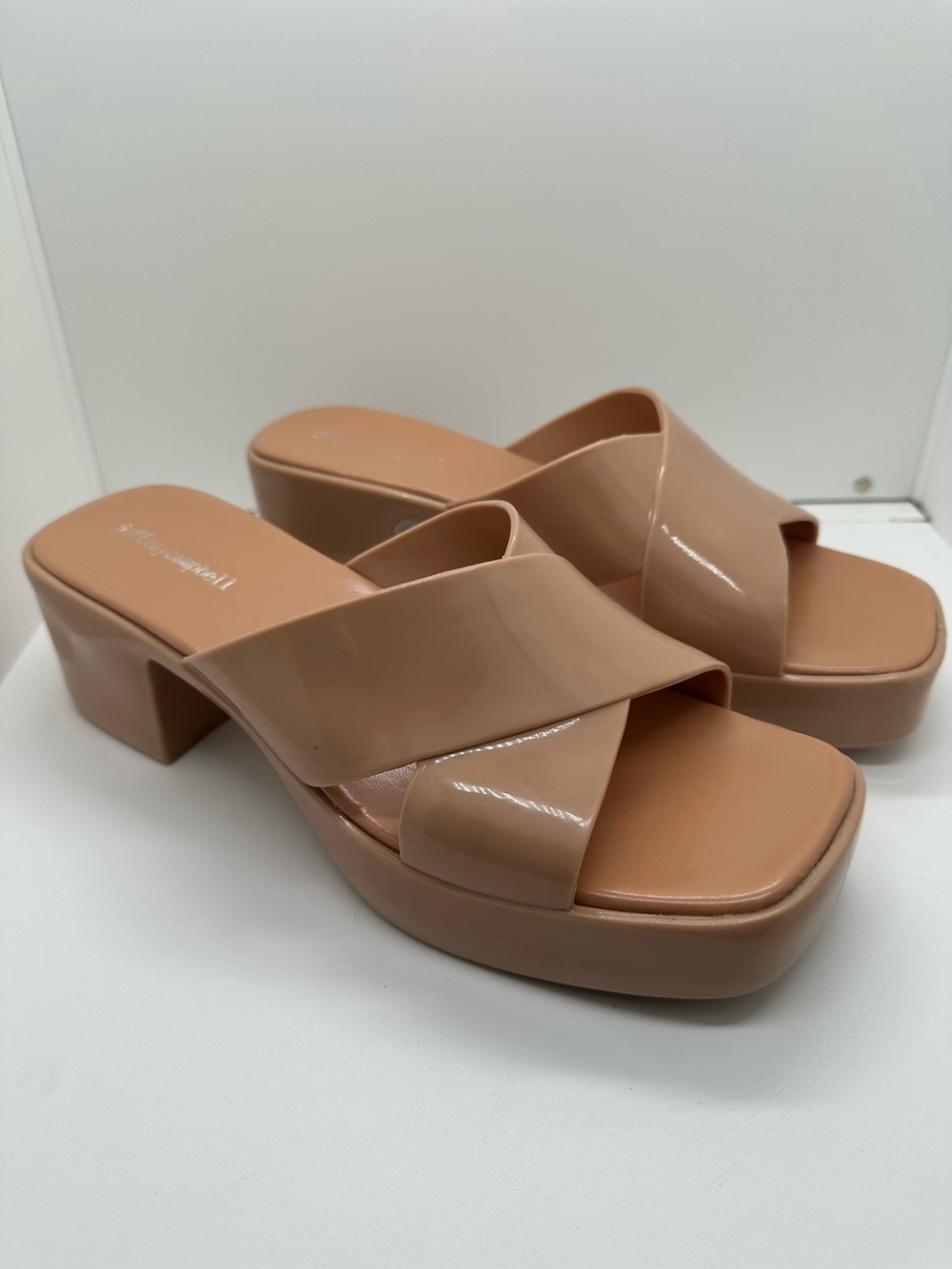 Jeffrey Campbell Nude Patent Crossband Platform Sandals